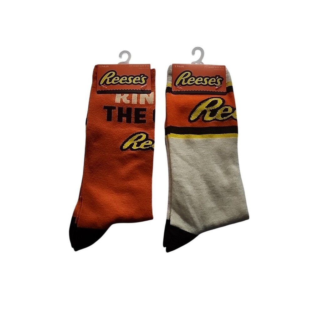 Reeses King Of The Cups Novelty  Crew Socks Size 6-12 Mens, 2 Pair